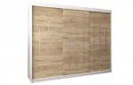 Šatníková skriňa s posuvnými dverami YORK - 250x200cm Biela-Dub Sonoma