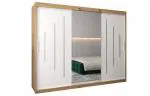 Šatníková skriňa s posuvnými dverami a zrkadlom YORK1 - 250x200cm Dub Artisan-Biela