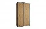 Šatníková skriňa s posuvnými dverami DAVOS 140cm | Čierna / DUB Artisan / strieborné