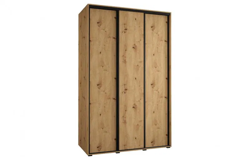Šatníková skriňa s posuvnými dverami DAVOS 160cm | DUB Artisan / čierne pojazdy