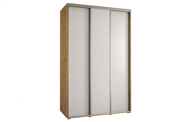 Šatníková skriňa s posuvnými dverami DAVOS 160cm | DUB Artisan / biela / strieborné