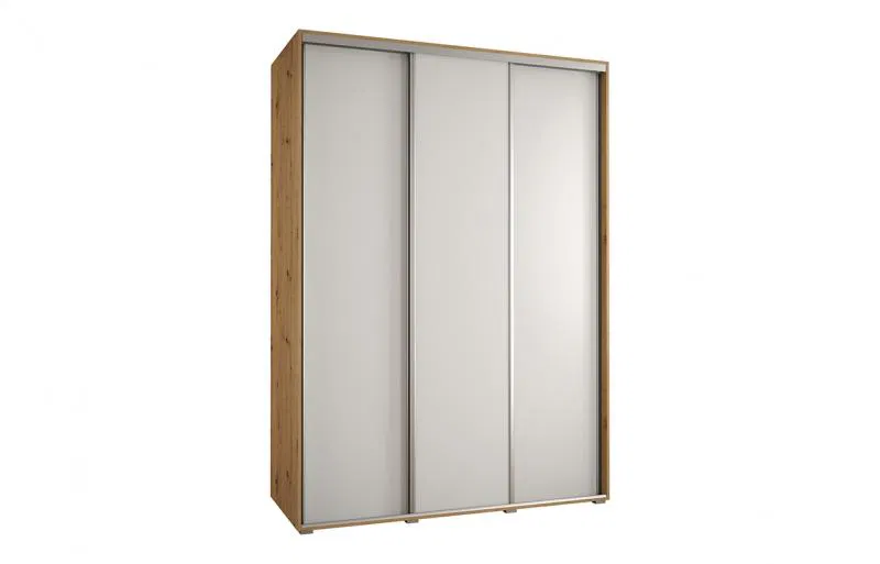 Šatníková skriňa s posuvnými dverami DAVOS 170cm | DUB Artisan / biela / strieborné