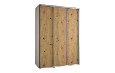 Šatníková skriňa s posuvnými dverami DAVOS 180cm | Biela / DUB Artisan / strieborné