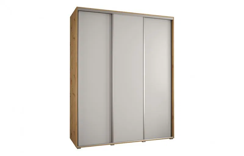 Šatníková skriňa s posuvnými dverami DAVOS 190cm | DUB Artisan / biela / strieborné