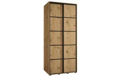 Šatníková skriňa s posuvnými dverami DAVOS 4, 120cm | DUB Artisan / čierne pojazdy