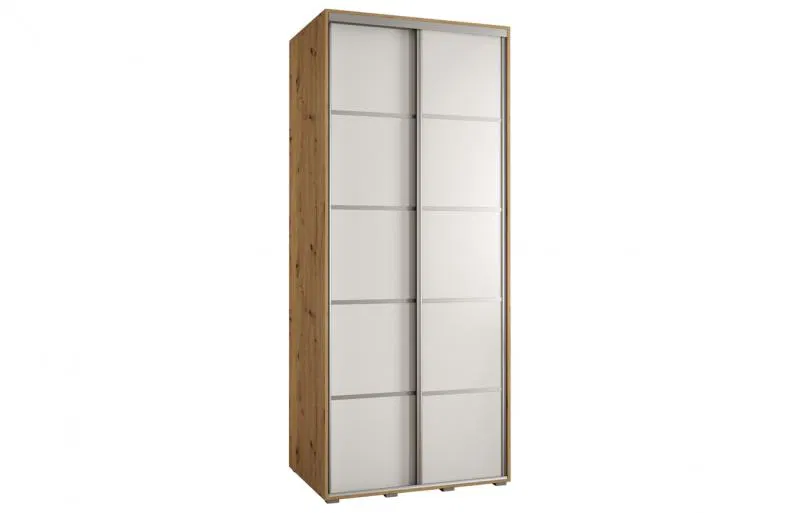 Šatníková skriňa s posuvnými dverami DAVOS 4, 120cm | DUB Artisan / biela / strieborné