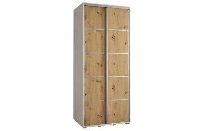Šatníková skriňa s posuvnými dverami DAVOS 4, 120cm | Biela / DUB Artisan / strieborné