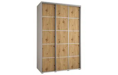 Šatníková skriňa s posuvnými dverami DAVOS 4, 160cm | Biela / DUB Artisan / strieborné