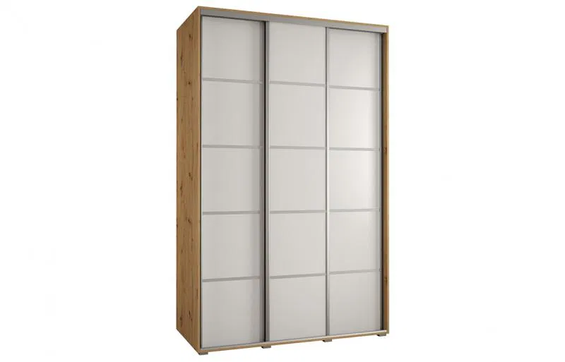 Šatníková skriňa s posuvnými dverami DAVOS 4, 160cm | DUB Artisan / biela / strieborné