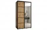 Šatníková skriňa s posuvnými dverami a zrkadlom DAVOS 5, 140cm | Čierna / DUB Artisan / čierne