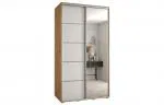 Šatníková skriňa s posuvnými dverami a zrkadlom DAVOS 5, 140cm | DUB Artisan / biela / strieborné
