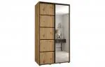 Šatníková skriňa s posuvnými dverami a zrkadlom DAVOS 5, 140cm | DUB Artisan / čierne pojazdy