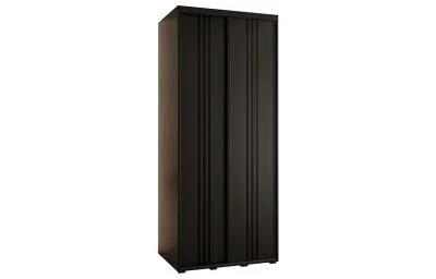 Šatníková skriňa s posuvnými dverami DAVOS 6, 100cm | Čierna / čierne pojazdy