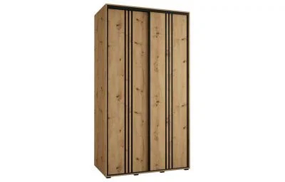 Šatníková skriňa s posuvnými dverami DAVOS 6, 140cm | DUB Artisan / čierne pojazdy