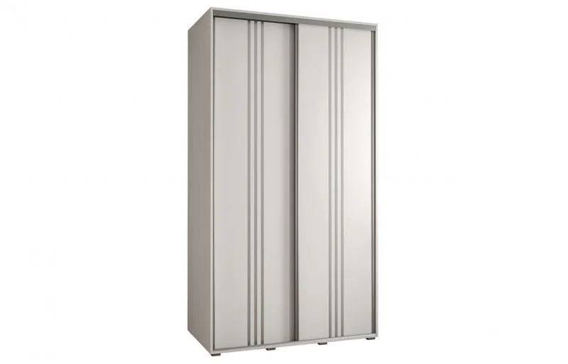 Šatníková skriňa s posuvnými dverami DAVOS 6, 140cm | Biela / strieborné pojazdy