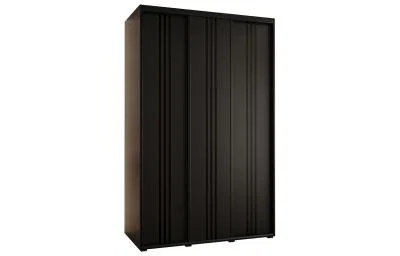 Šatníková skriňa s posuvnými dverami DAVOS 6, 160cm | Čierna / čierne pojazdy