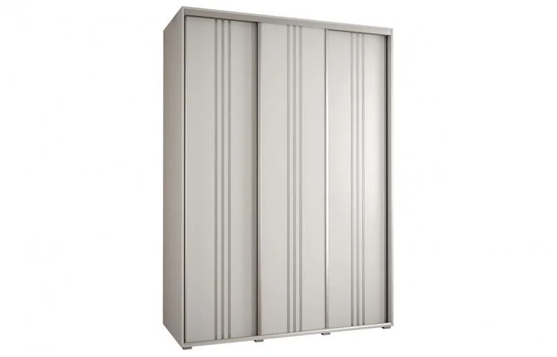 Šatníková skriňa s posuvnými dverami DAVOS 6, 170cm | Biela / strieborné pojazdy
