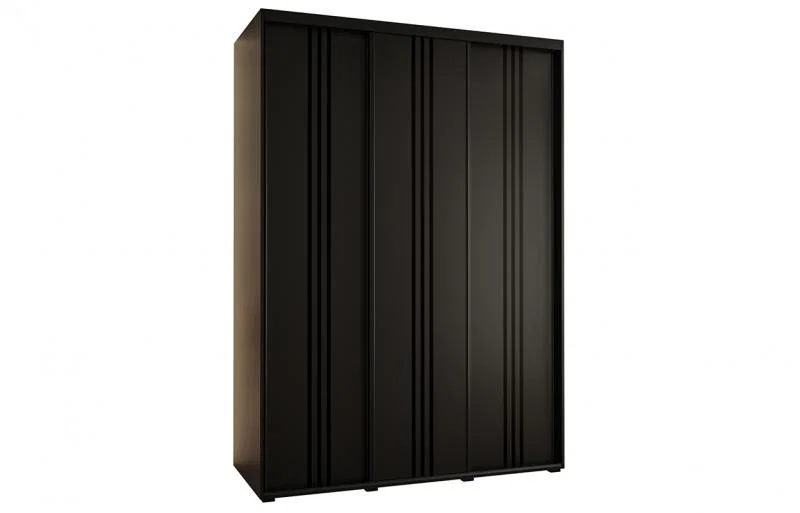 Šatníková skriňa s posuvnými dverami DAVOS 6, 170cm | Čierna / čierne pojazdy