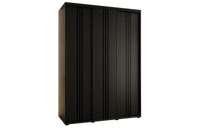 Šatníková skriňa s posuvnými dverami DAVOS 6, 180cm | Čierna / čierne pojazdy