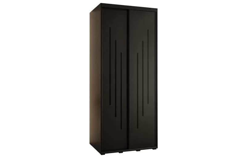Šatníková skriňa s posuvnými dverami DAVOS 8, 120cm | Čierna / čierne pojazdy