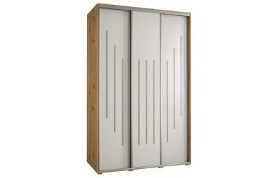 Šatníková skriňa s posuvnými dverami DAVOS 8, 160cm | DUB Artisan / biela / strieborné