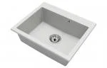 Granitový drez ELITE biely + sifón chróm 60 x 50 x 21cm