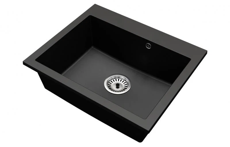Granitový drez ELITE čierny + sifón chróm 60 x 50 x 21cm