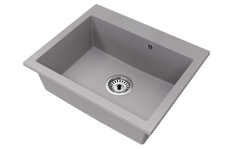 Granitový drez ELITE sivý + sifón chróm 60 x 50 x 21cm