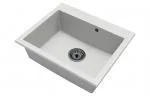 Granitový drez ELITE biely + čierny sifón 60 x 50 x 21cm