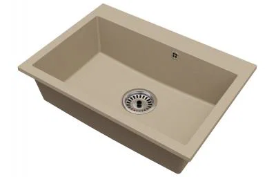 Granitový drez ELITE béžový + sifón chróm 70 x 50 x 21 cm