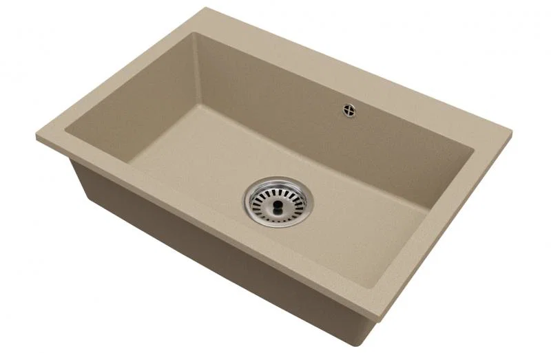 Granitový drez ELITE béžový + sifón chróm 70 x 50 x 21 cm