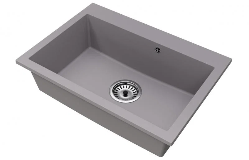 Granitový drez ELITE sivý + sifón chróm 70 x 50 x 21 cm