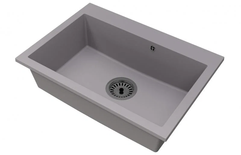 Granitový drez ELITE sivý + sifón čierny 70 x 50 x 21 cm