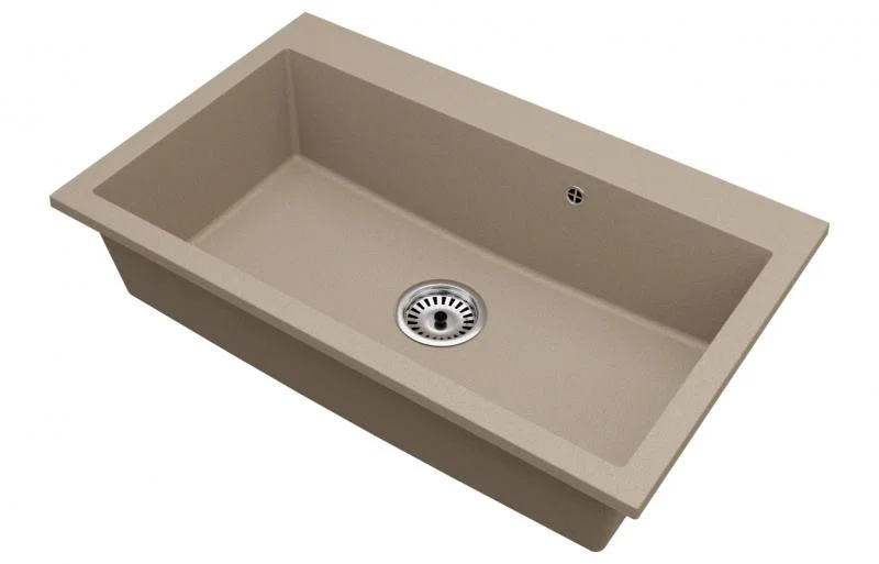 Granitový drez ELITE béžový + sifón chróm 80 x 50 x 21 cm