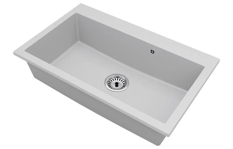 Granitový drez ELITE biely + sifón chróm 80 x 50 x 21 cm