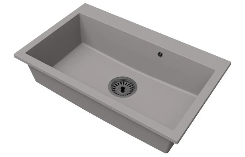 Granitový drez ELITE sivý + sifón čierny 80 x 50 x 21 cm