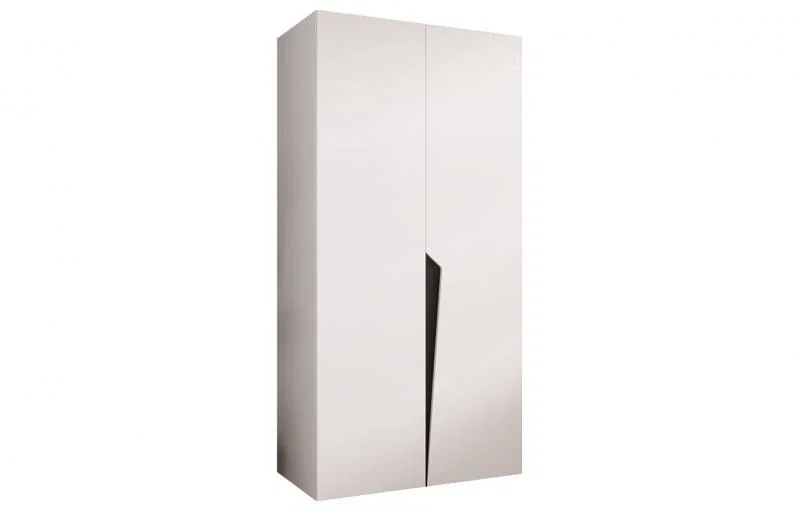 Šatníková skriňa PIANO 1, 100x52x202 cm | Biela mat / čierne úchyty