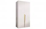 Šatníková skriňa PIANO 1, 100x52x202 cm | Biela mat / zlaté úchyty