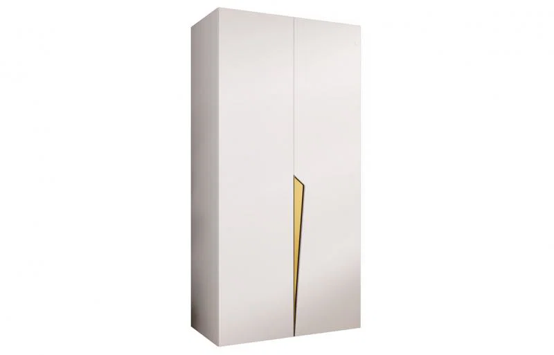 Šatníková skriňa PIANO 1, 100x52x202 cm | Biela mat / zlaté úchyty