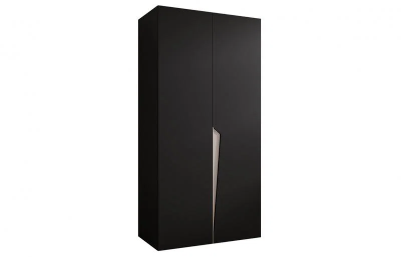 Šatníková skriňa PIANO 1, 100x52x202 cm | Čierna matná / kašmírové úchyty