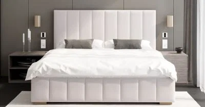 Čalúnená posteľ AUSTIN 90x200cm Biela Paris s úložným priestorom kovový rošt