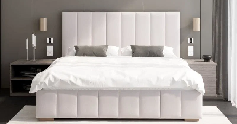 Čalúnená posteľ AUSTIN 160x200cm Biela Paris s úložným priestorom kovový rošt