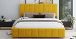 Čalúnená posteľ AUSTIN 160x200cm Žltá Paris s úložným priestorom kovový rošt
