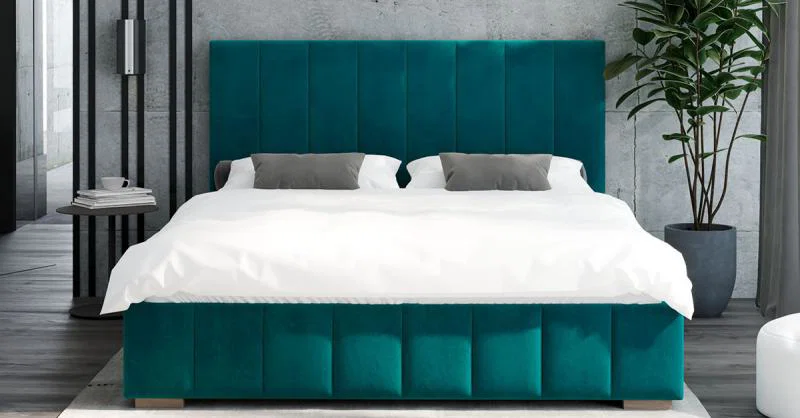 Čalúnená posteľ AUSTIN 180x200cm Tyrkysová Paris s úložným priestorom kovový rošt