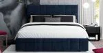 Čalúnená posteľ AUSTIN 180x200cm Tmavo modrá Paris s úložným priestorom kovový rošt