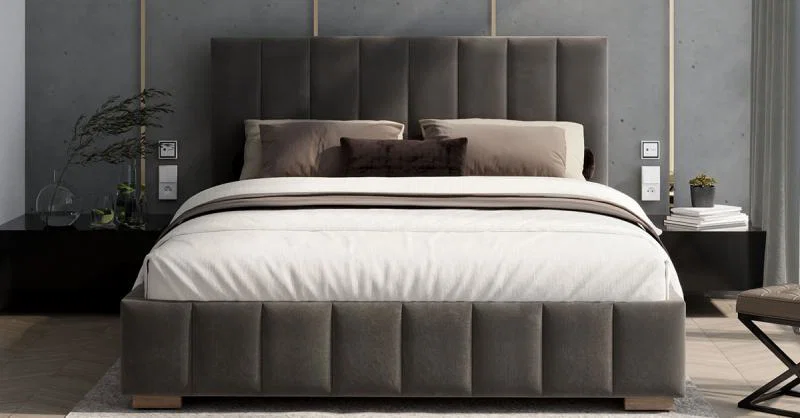 Čalúnená posteľ AUSTIN 180x200cm Tmavo sivá Paris s úložným priestorom kovový rošt