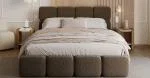 Čalúnená posteľ DELICATO 140x200 cm Hnedá Boucle s úložným priestorom kovový rošt