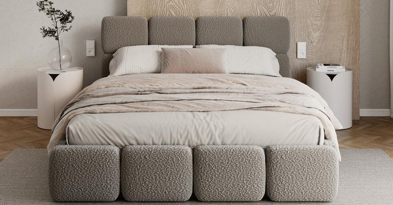 Čalúnená posteľ DELICATO 140x200 cm Sivá Boucle s úložným priestorom kovový rošt