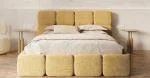 Čalúnená posteľ DELICATO 140x200 cm Žltá Cleo s úložným priestorom kovový rošt