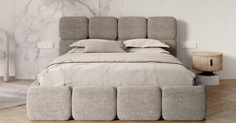 Čalúnená posteľ DELICATO 140x200 cm Sivá Cleo s úložným priestorom kovový rošt